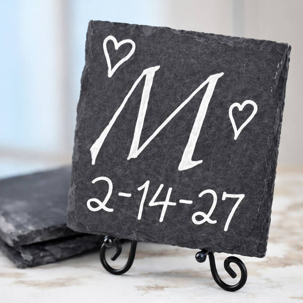 Set of 4 Square Natural Slate Coasters -