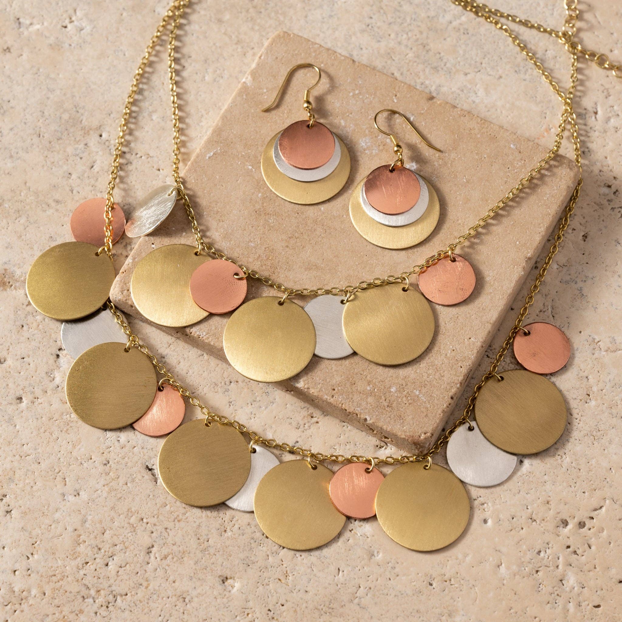 Jharana Layered Disc Earrings