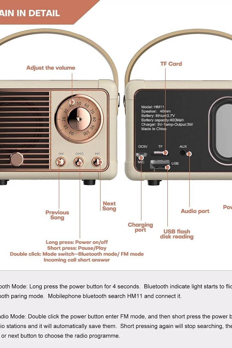 Retro Mini Wireless Bluetooth Speaker
