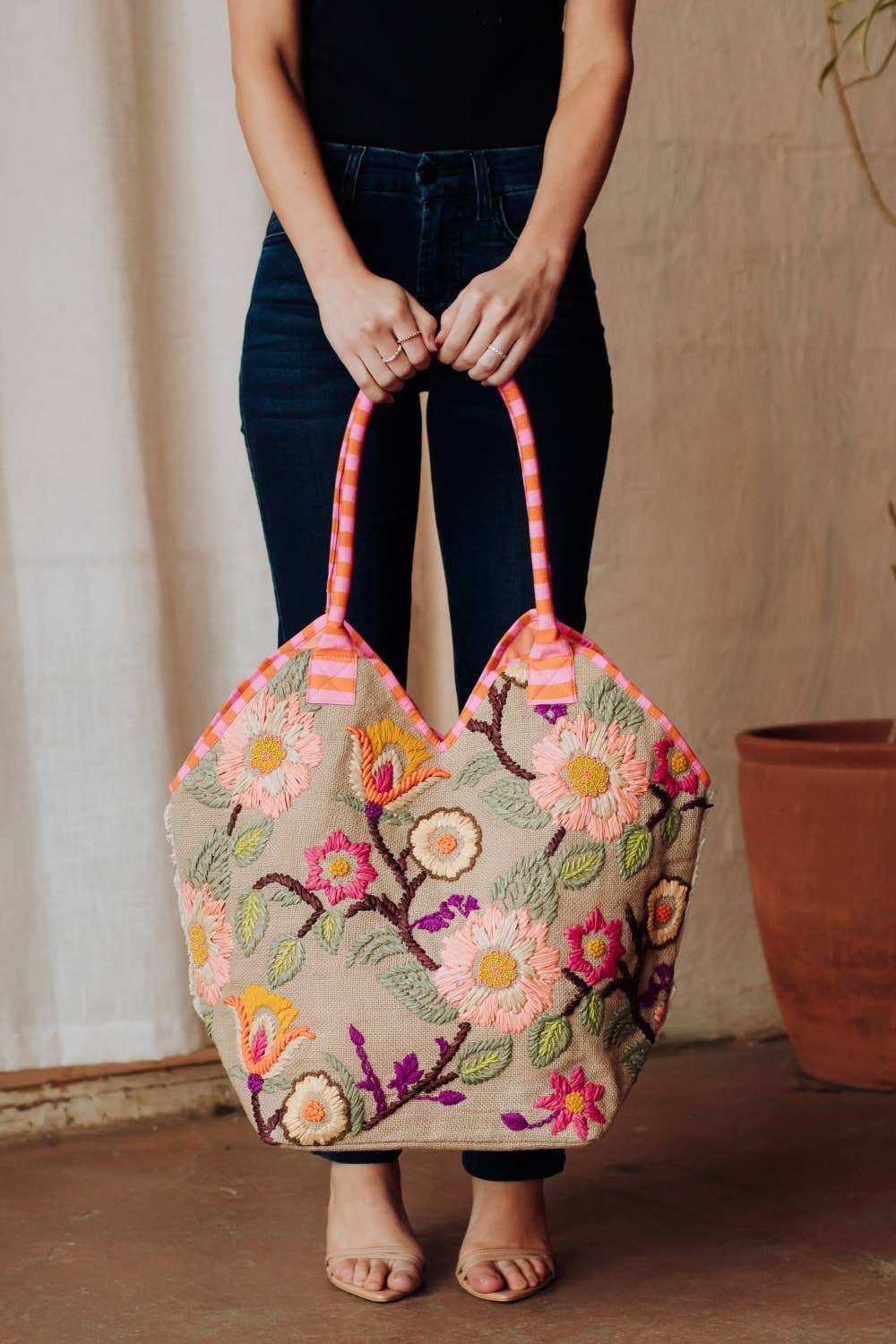 Orange, Pink & Multicolored Floral Tote