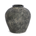Round Stoneware Style Terracotta Dark Vase 8"