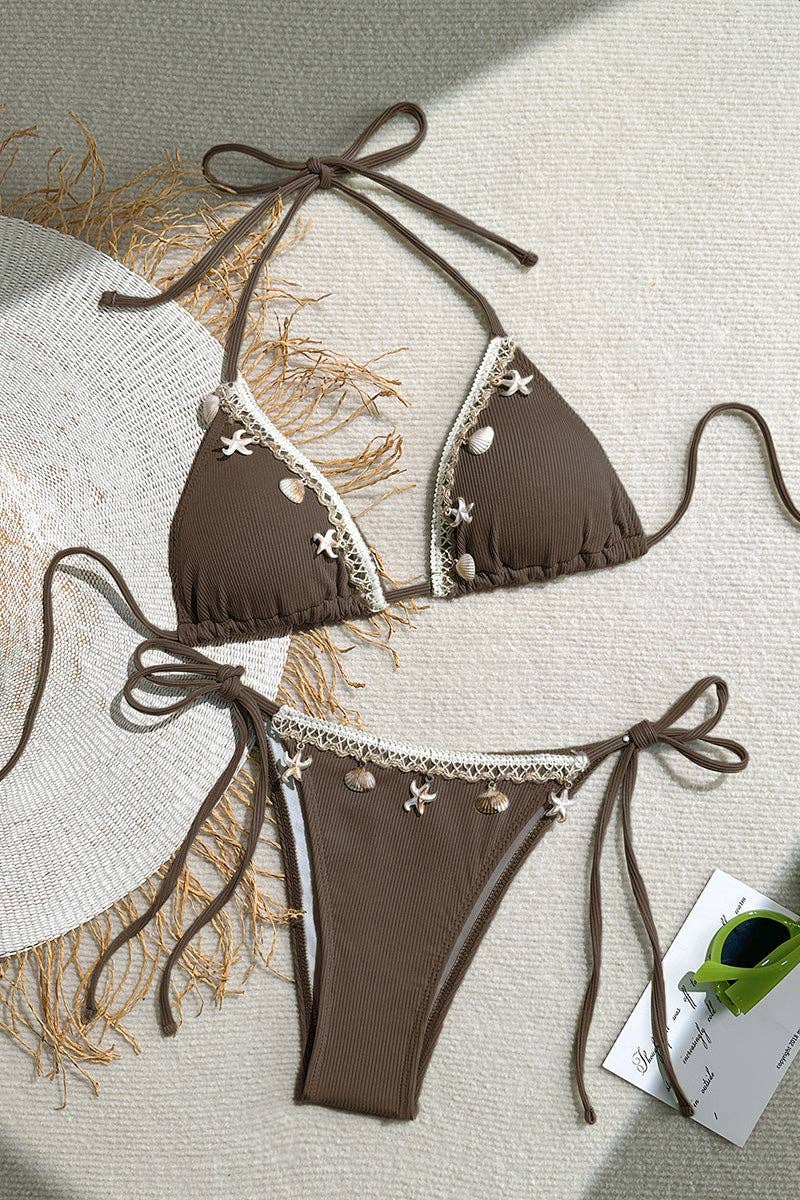 Shell Embellished Bikini Set